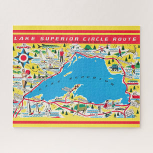 Vintage Colorful Lake Superior Route  Jigsaw Puzzle