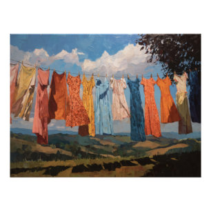 Vintage Colorful Laundry Sky Art Print
