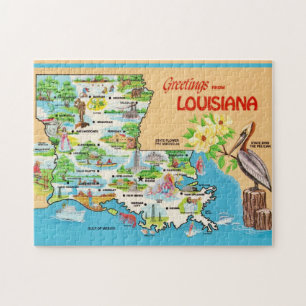 Vintage Colorful Louisiana Jigsaw Puzzle