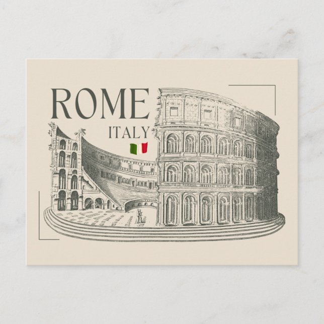 Vintage Colosseum Rome, Italy Holiday Postcard (Front)