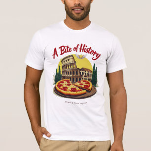Vintage Colosseum Rome & Neapolitan Pizza Art T-Shirt
