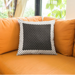 Vintage Colour Block Black and White Polka Dot Cushion