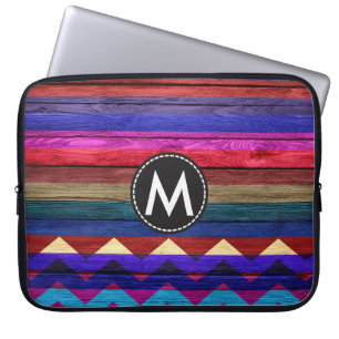 Vintage Colour Chevron Stripes Wood #15 Laptop Sleeve