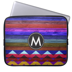 Vintage Colour Chevron Stripes Wood #16 Laptop Sleeve