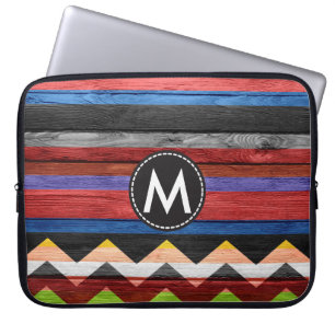 Vintage Colour Chevron Stripes Wood #21 Laptop Sleeve