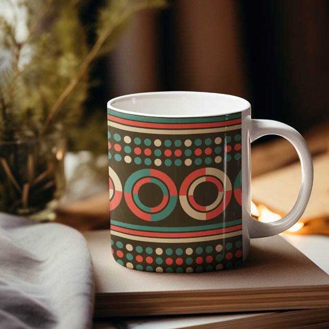 Vintage Colour Geometric Shape Pattern Coffee Mug (Mugs)