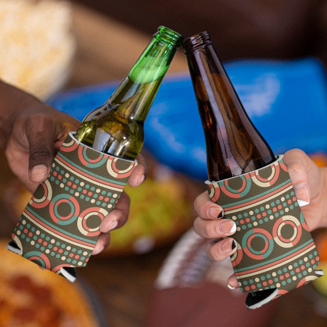 Vintage Colour Geometric Shape Pattern Seltzer Can Cooler (can cooler)