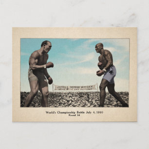 Vintage Colour Johnson VS Jeffries Fight Postcard