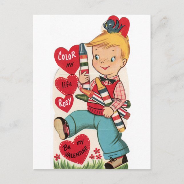 Vintage Colour My Life Rosy Valentine Postcard (Front)