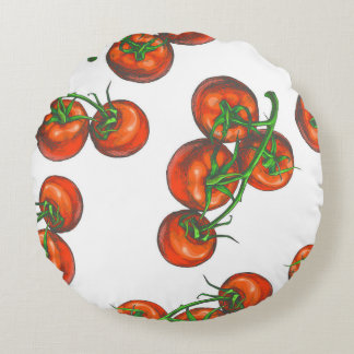 Vintage colour seamless pattern with fresh vegetab round cushion