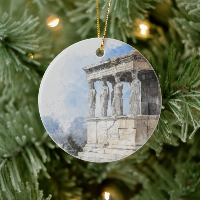 Vintage Colour Sketch Athens Greece Ornament  (Tree)
