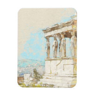 Vintage colour sketch postcard of Athens greece Magnet
