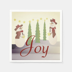 Vintage Colour Snowman Napkin