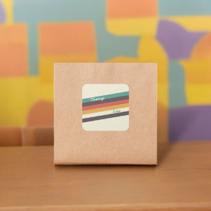 Vintage Colour Stripes  Square Sticker