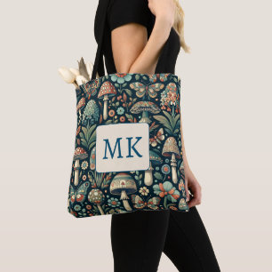 Vintage Coloured Butterflies, Mushrooms and Foliag Tote Bag