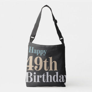 vintage coloured happy 49th birthday typography crossbody bag