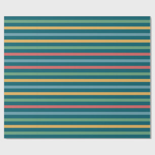 Vintage Coloured Striped Lines Wrapping Paper