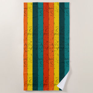 Vintage Coloured Stripes Beach Towel