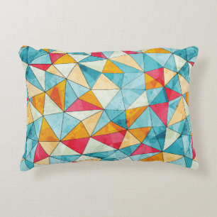 vintage coloured triangles seamless pattern with g decorative cushion