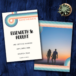 Vintage Colourful 70'S Theme Retro Photo Wedding Save The Date
