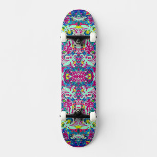 Vintage colourful abstract floral skateboard