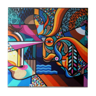 Vintage Colourful Abstract Mural by Beastman Tile