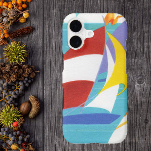 Vintage Colourful Abstract Sailboats in Water