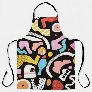 vintage colourful abstract shape illustration moti apron