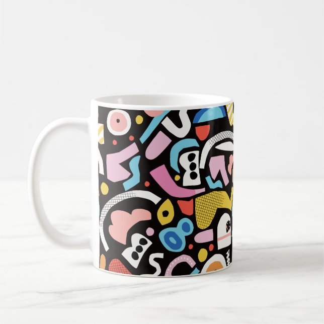 vintage colourful abstract shape illustration moti coffee mug (Left)