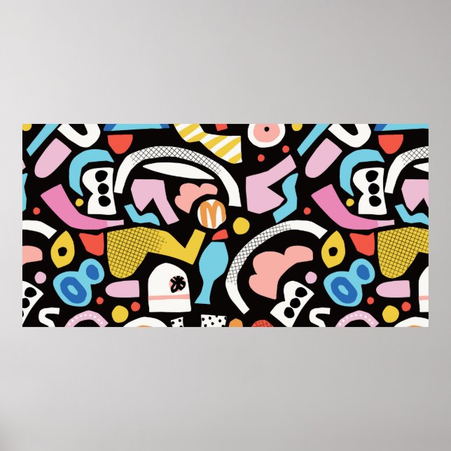 vintage colourful abstract shape illustration moti poster (Front)