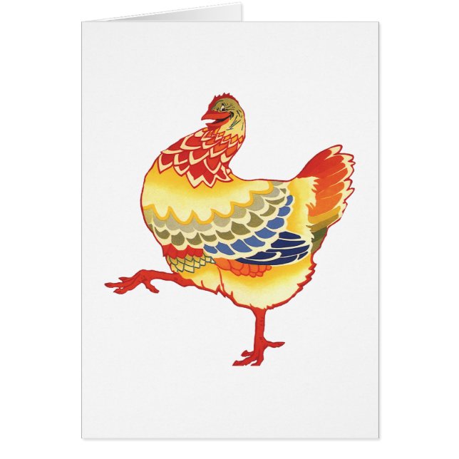 Vintage Colourful Barnyard Chicken from Farm (Front)