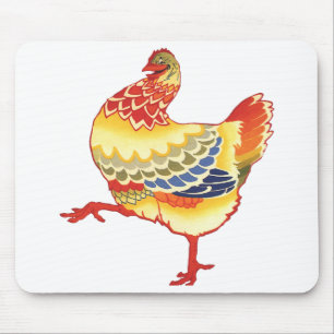 Vintage Colourful Barnyard Chicken from Farm Mouse Mat