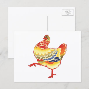 Vintage Colourful Barnyard Chicken from Farm Postcard