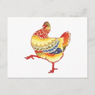 Vintage Colourful Barnyard Chicken from Farm Postcard