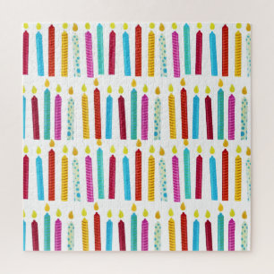 Vintage Colourful Birthday Candles Party Jigsaw Puzzle