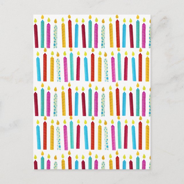 Vintage Colourful Birthday Candles Party Postcard (Front)