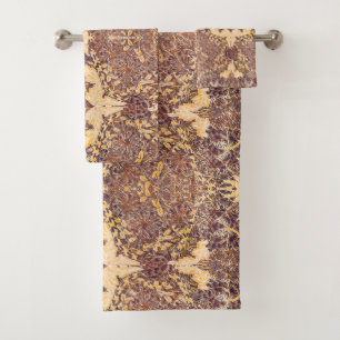 Vintage Colourful Botanical Floral Pattern Bath Towel Set