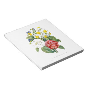 vintage colourful botanical flowers by Redoute. Notepad