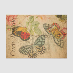 Vintage Colourful butterflies Floral Flowers Frenc Tissue Paper