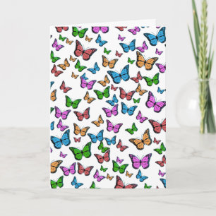 Vintage Colourful Butterflies Illustration Art Card