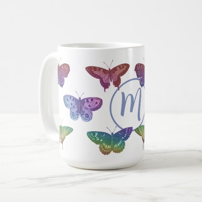 Vintage colourful butterflies moths insects  coffee mug (Front Left)