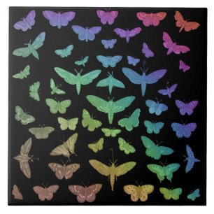 Vintage colourful butterflies moths insects tile
