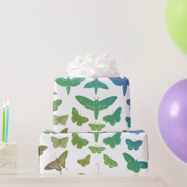 Vintage colourful butterflies moths insects  wrapping paper (Party Gifts)