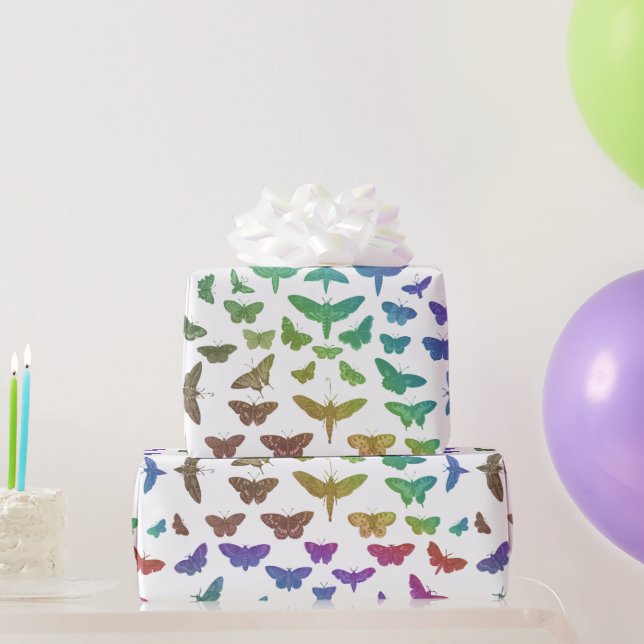 Vintage colourful butterflies moths insects  wrapping paper (Party Gifts)