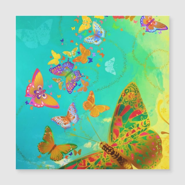 Vintage Colourful Butterfly Gold Glitter Watercolo (Front)