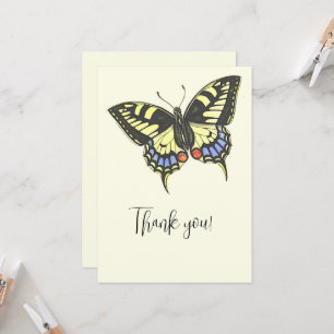 Vintage Colourful Butterfly  Thank You Card