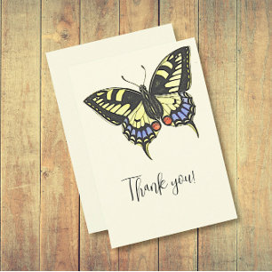 Vintage Colourful Butterfly  Thank You Card