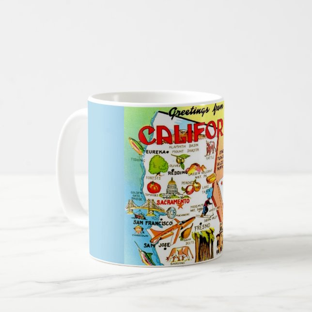 Vintage Colourful California Map  Coffee Mug (Front Left)