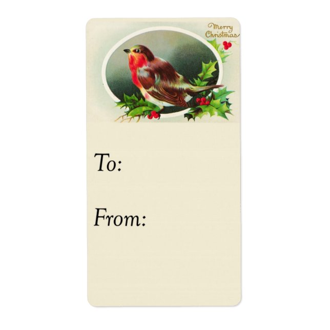 Vintage Colourful Christmas Bird Gift Tag (Front)