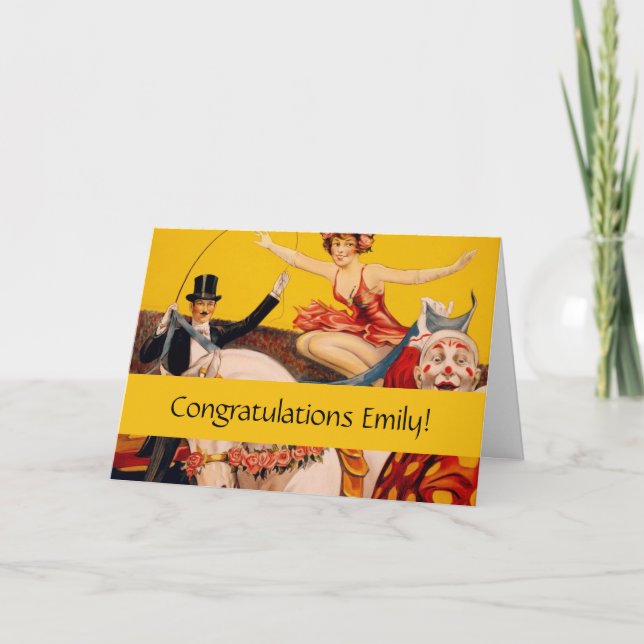 Vintage Colourful Circus Performer Poster Card (Front)